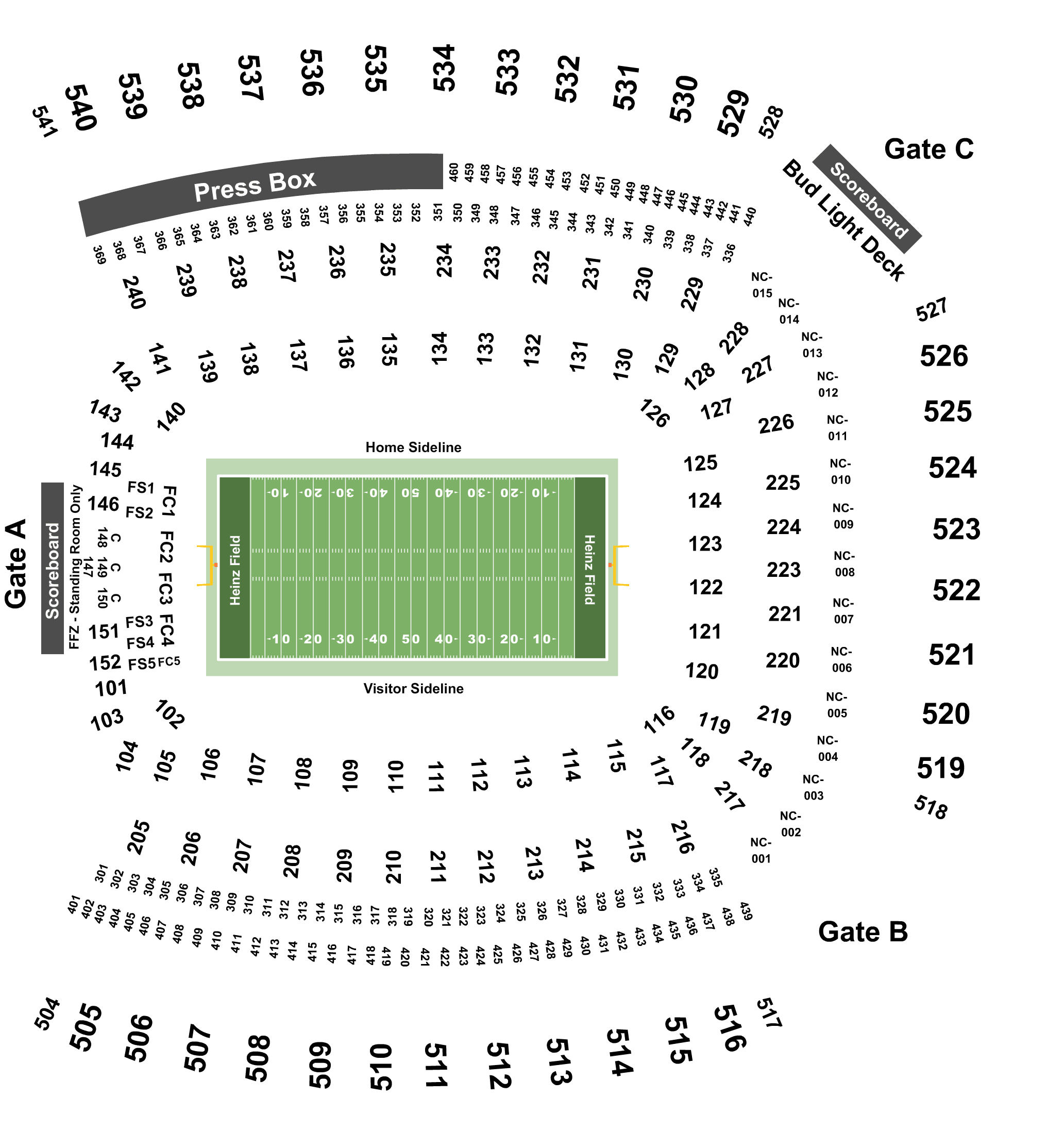 Seat Number Heinz Field Seating Chart With Rows, HD Png Download, free ...