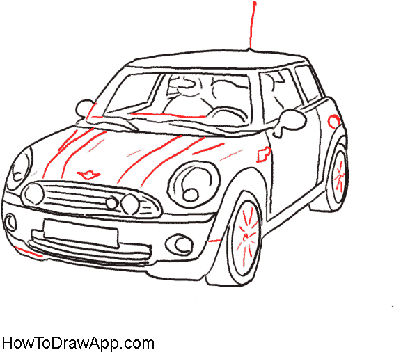 How To Draw A Mini Cooper Car Step By Step With Pictures - Line Drawing ...