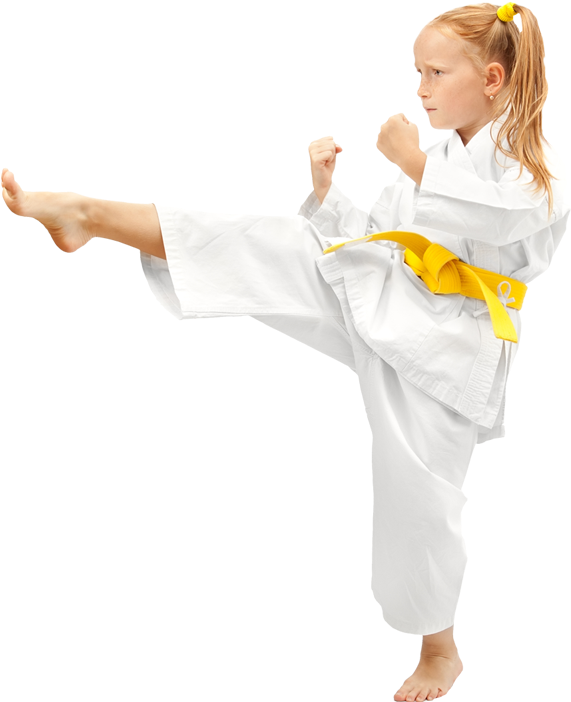 Young Redhead Girl Karate Kicking - Little Girl Karate Kick, HD Png ...