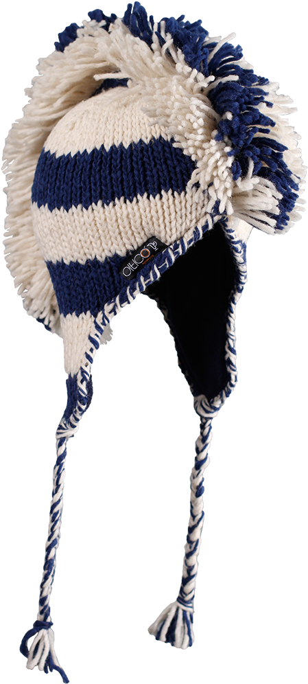 Download Mohican Hat Blue & White - Knit Cap, HD Png Download - Kindpng