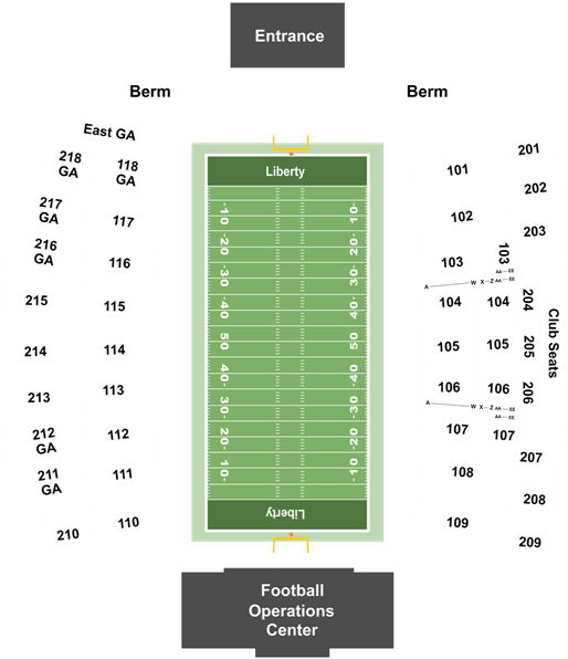 Liberty University Williams Stadium Seating Chart, HD Png Download ...