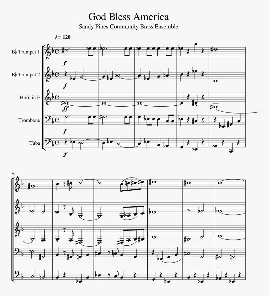 God Bless America Sheet Music 1 Of 9 Pages - Fanfare For The Common Man Sheet Music Trumpet, HD Png Download, Free Download