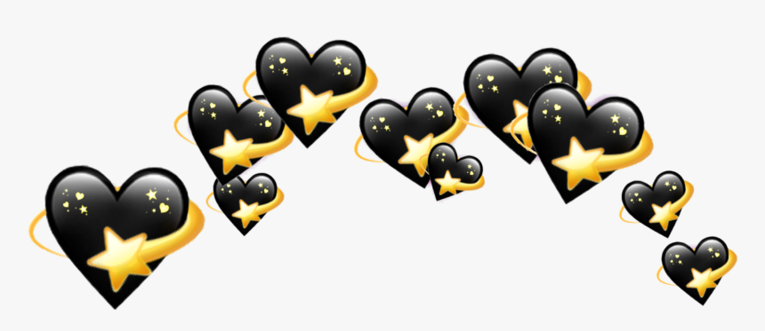 Black Hearts Heart Crown Crowns Emoji Tumblr Aest - Black Heart Emoji Crown, HD Png Download, Free Download