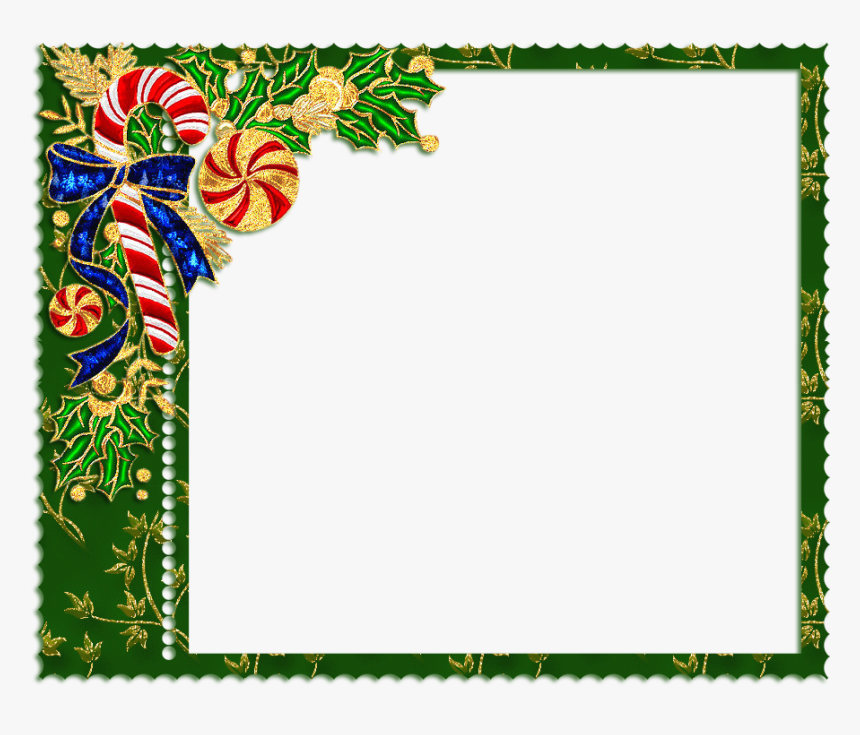 Green Christmas Frames Png Clipart Candy Cane Picture - Frame For Christmas Png, Transparent Png, Free Download