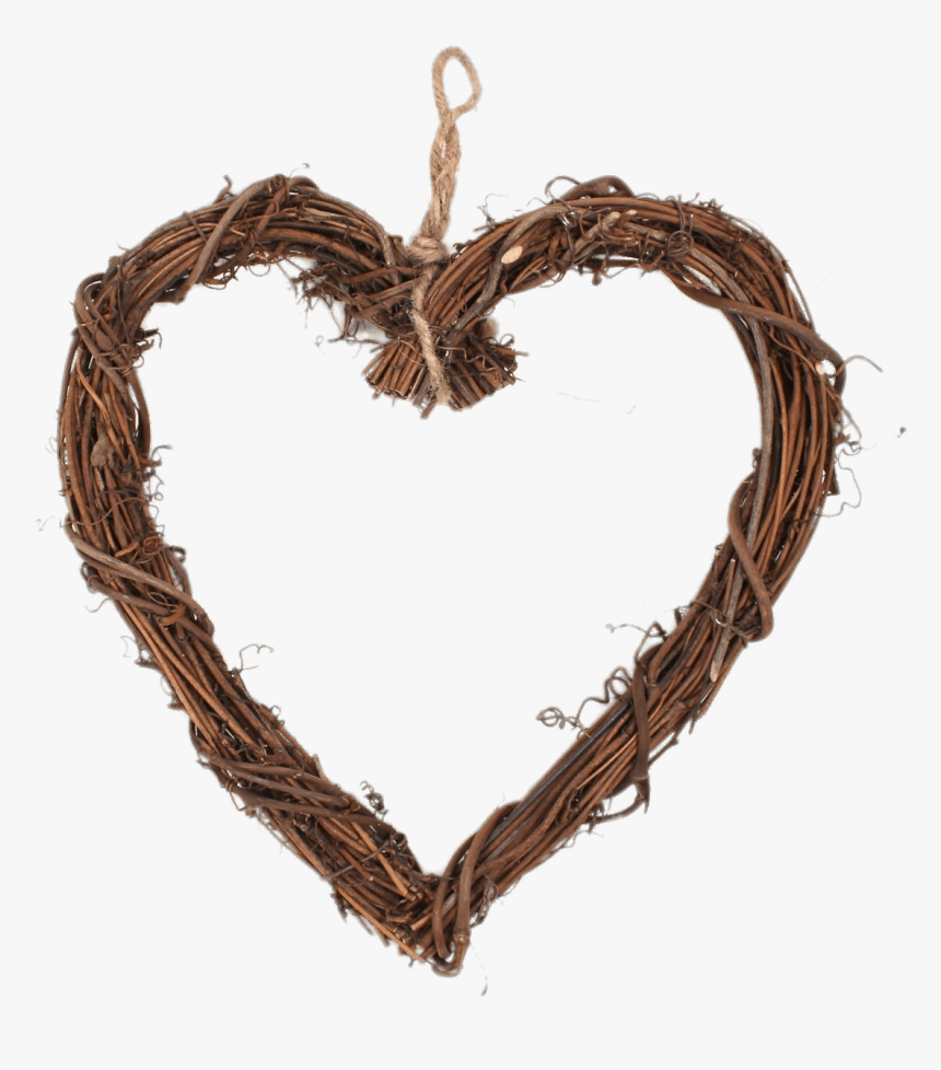 Heart Shaped Wreath - Brown Wicker Hanging Hearts, HD Png Download, Free Download