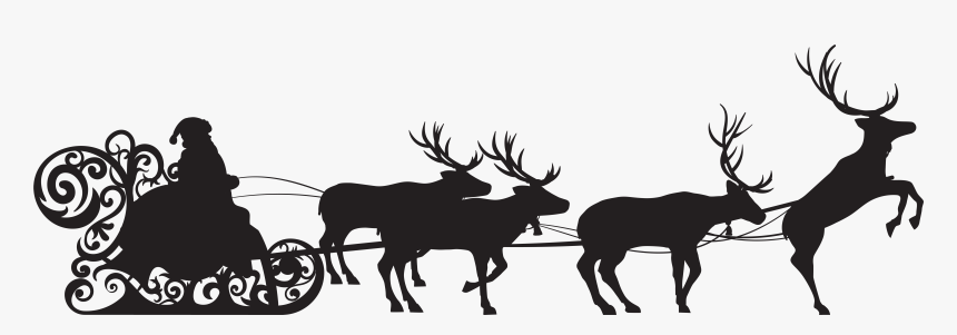 Ded Moroz Santa Claus Reindeer Silhouette - Silhouette Transparent Png Santa's Sleigh, Png Download, Free Download