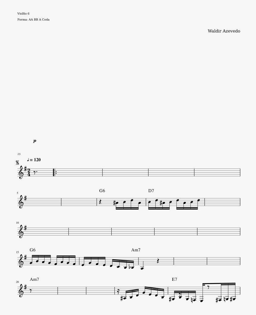 4 5 Brasileirinho Violao - Sheet Music, HD Png Download, Free Download