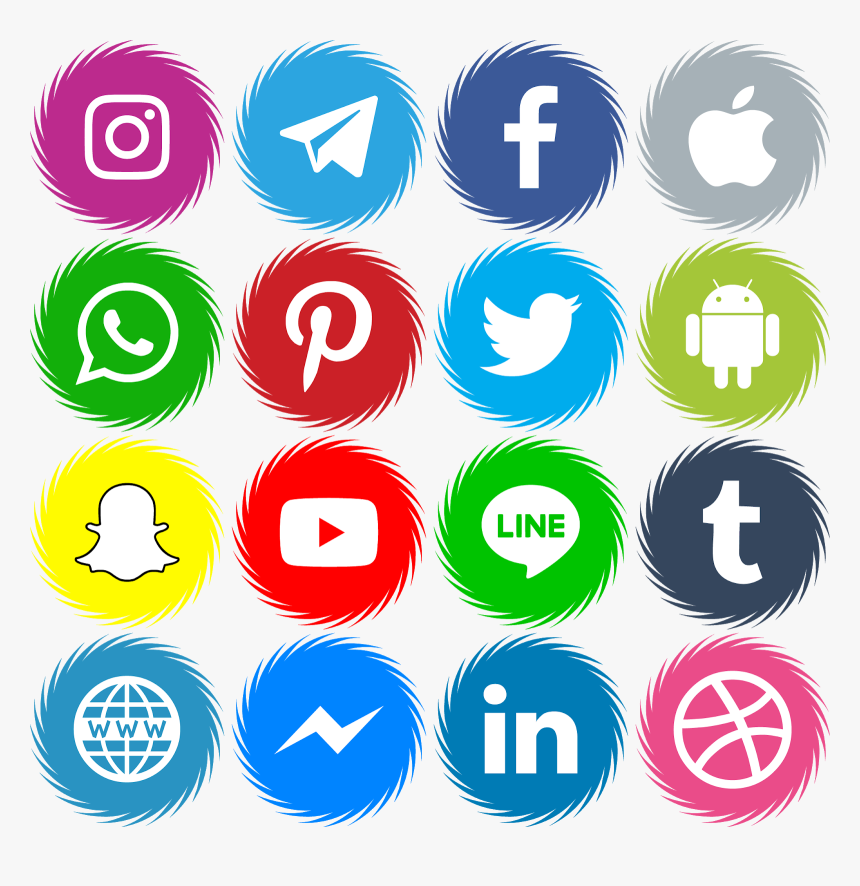 Download 16 Icons Social Media Vector Color Svg Eps - Transparent  Background Social Media Icons Png, Png Download - kindpng