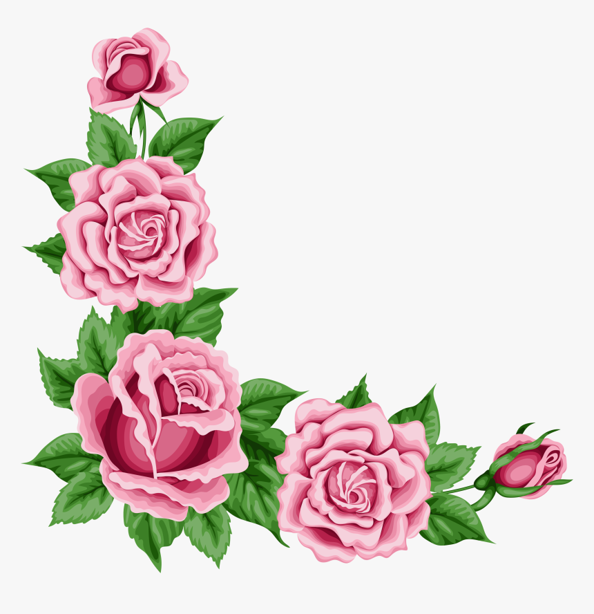 Roses Corner Decoration Png Clipart Picture - Transparent Pink Flowers Border, Png Download, Free Download