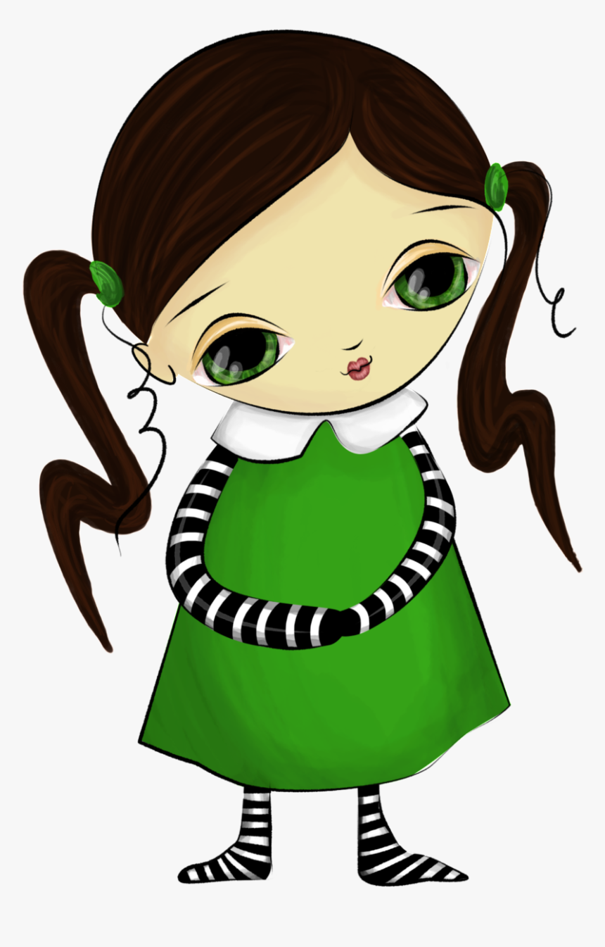 Watercolor Hand-painted Brunette Little Girl Transparent - Cartoon, HD Png Download, Free Download