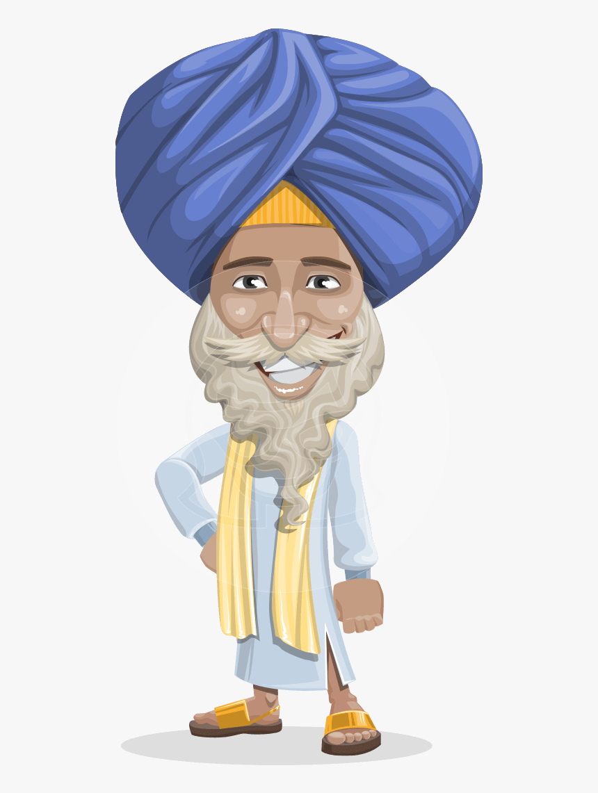 Elderly Indian Man In Traditional Clothes Cartoon Vector - India Cartoon Person, HD Png Download, Free Download