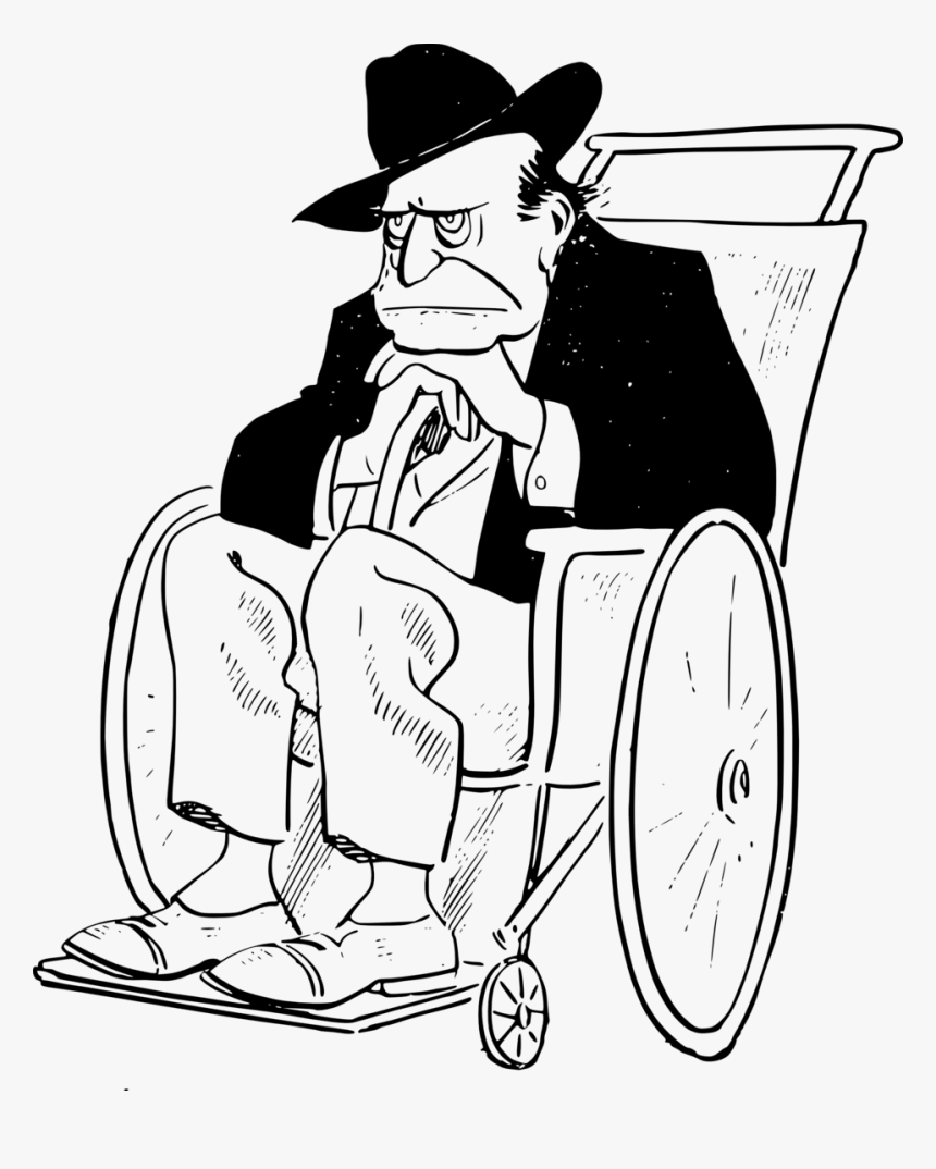 Public Domain Clip Art - Old Man In Wheelchair Drawing, HD Png Download, Free Download