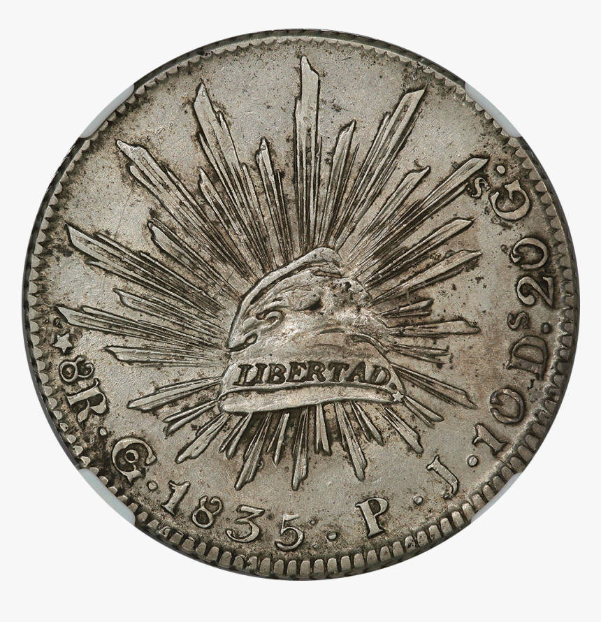 1835-gopj Mexico Cap & Rays 8 Reales Star On Cap - Coin, HD Png Download, Free Download