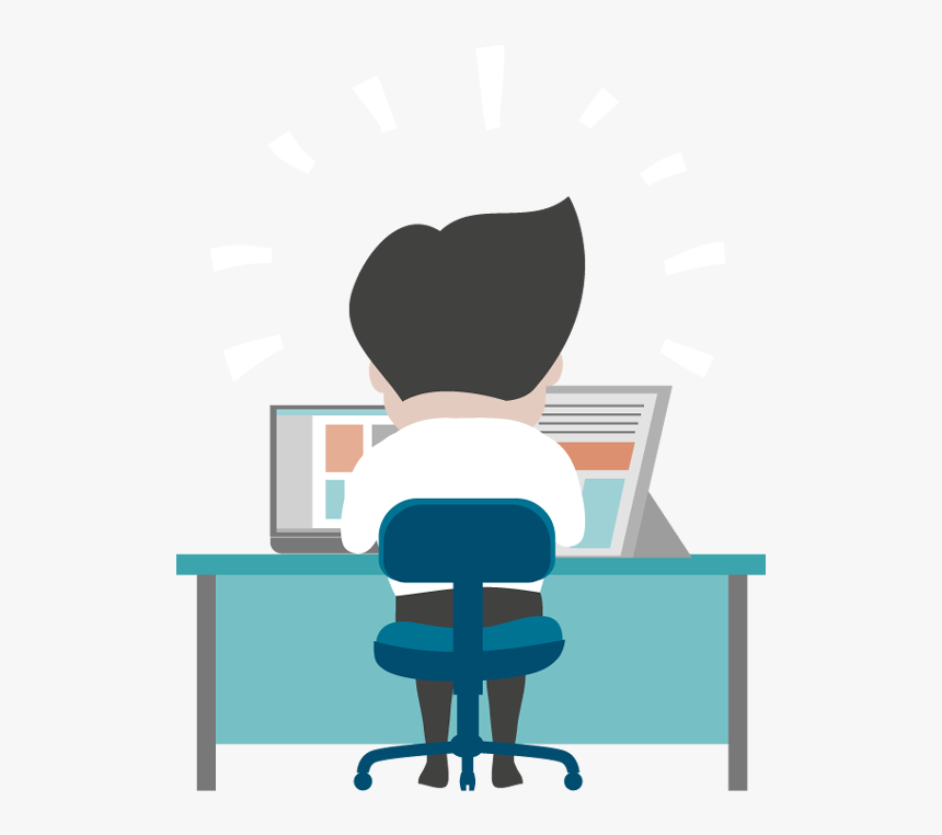 Cartoon Business Man Working At Office Desk - Office Cartoon Transparent Background, HD Png Download, Free Download