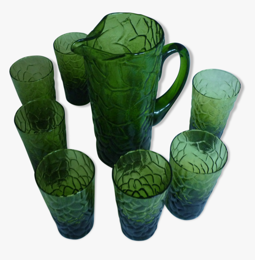 Service A Lemonade Pitcher And 8 Glasses Green Glass - Mug, HD Png Download, Free Download