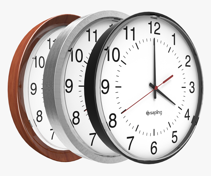 Sapling Introduces New Slim Line Analog Clocks - 10 Inch Silent Wall Clock Silver, HD Png Download, Free Download