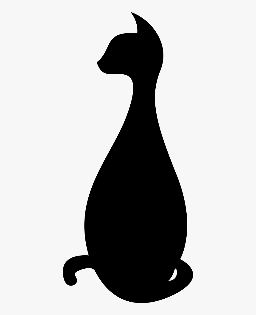 Sitting Black Cat Silhouette - Silhoutte Of A Black Cat, HD Png Download, Free Download