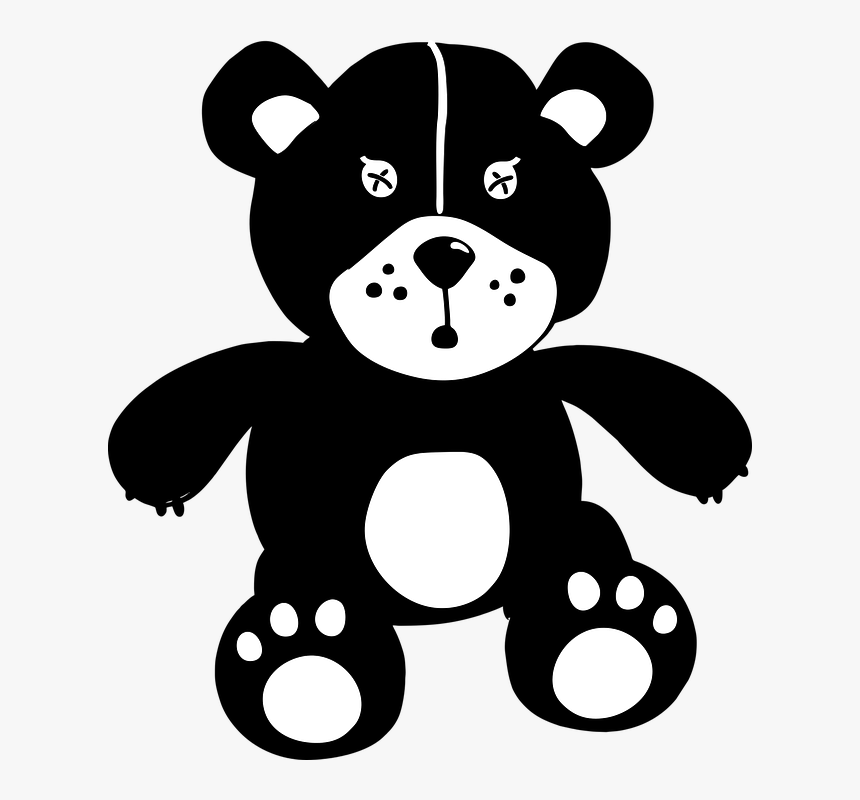 teddy bear cartoon images black and white