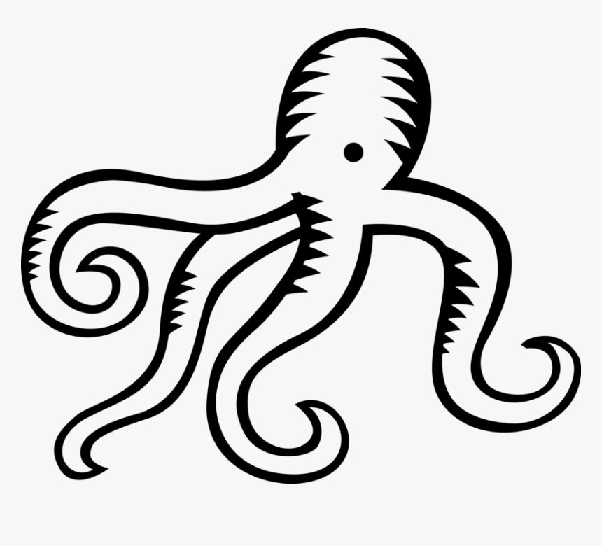 Clip Art Black And White Cephalopod Image Illustration, HD Png Download, Free Download