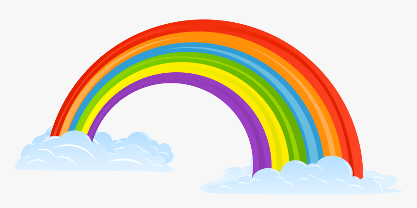 Clip Black And White Library Huge - Rainbow With Clouds Png, Transparent Png, Free Download