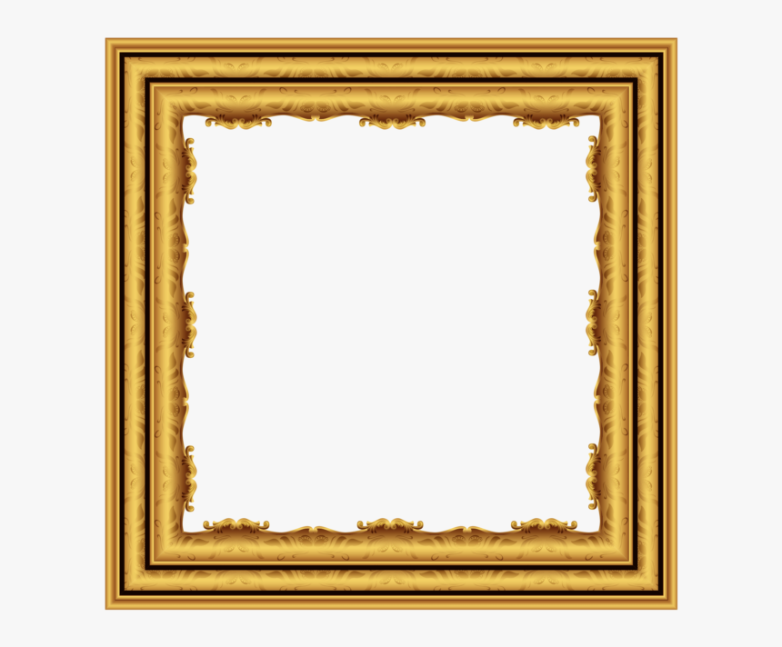 Golden Square Frame Png File - Gold Picture Frame Png, Transparent Png, Free Download
