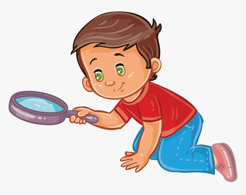 Transparent Clip Art Boy - Boy With Magnifying Glass Clipart, HD Png Download, Free Download