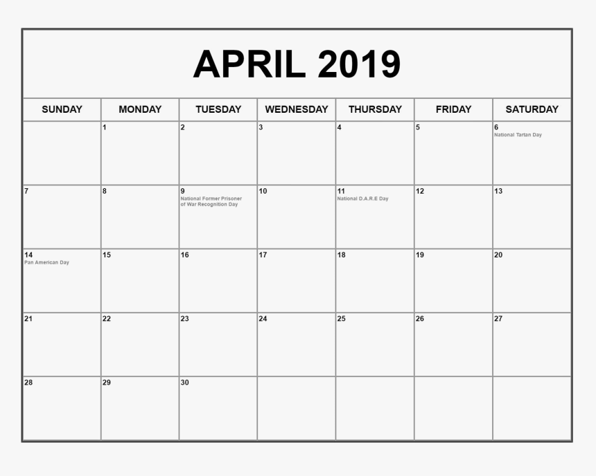 April Calendar Png Image Download - Calendar, Transparent Png, Free Download