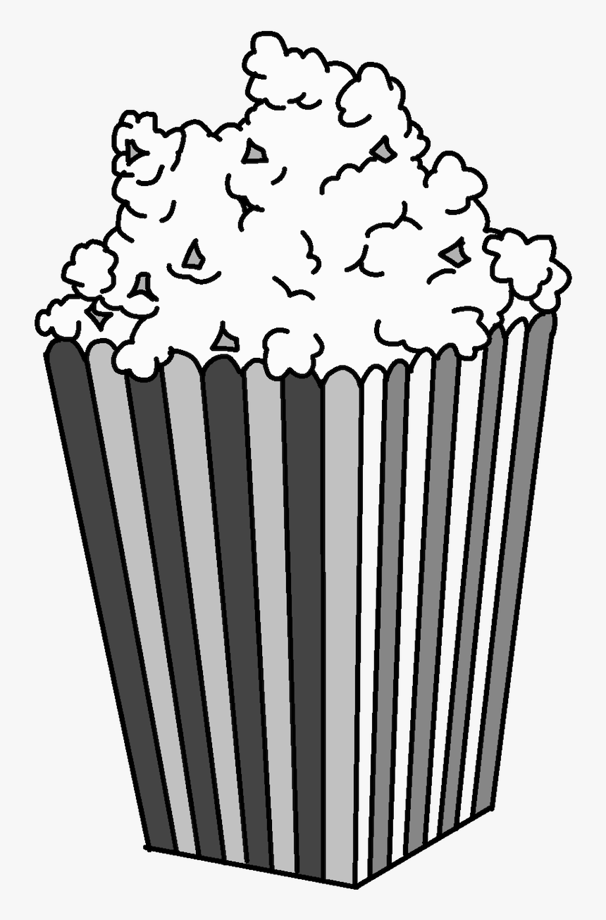 Popcorn In Striped Box Illustration - Popcorn Png Black And White, Transparent Png, Free Download