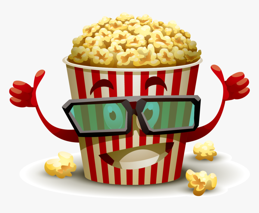 Cinema Vector Popcorn With Cartoon Film 3d Clipart - Popcorn Png