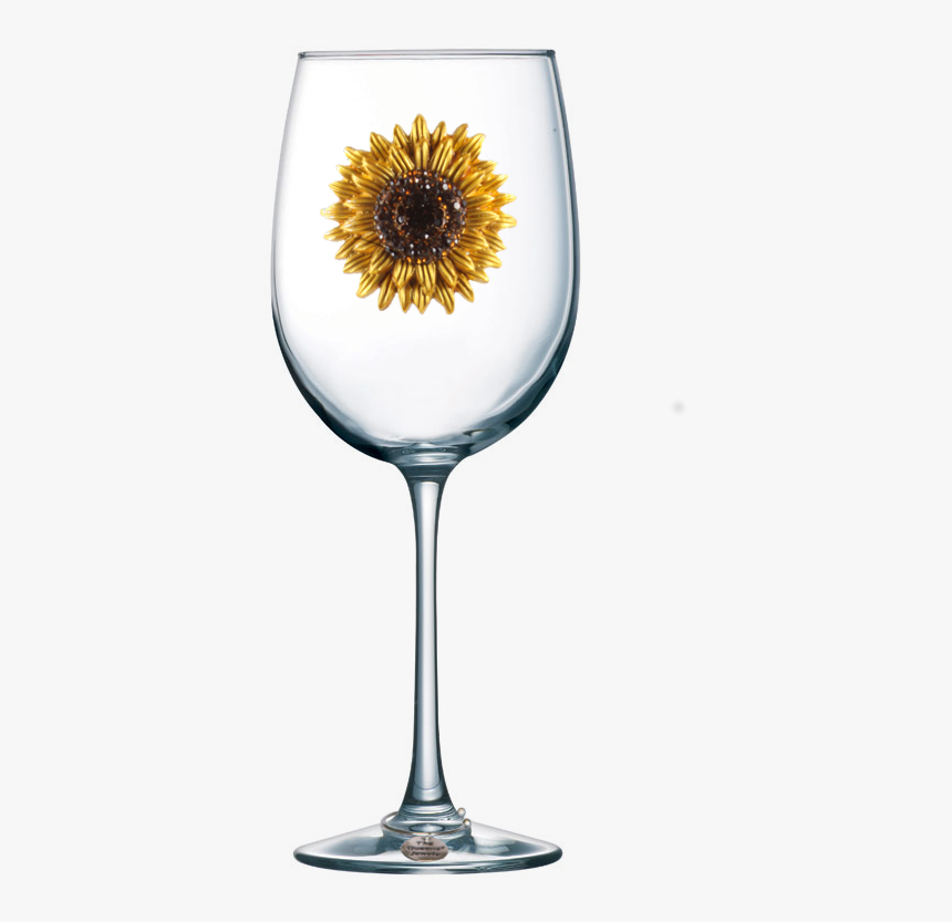 Sunflower Jeweled Stemmed Wine Glass - Wine Glass With Pearl, HD Png Download, Free Download