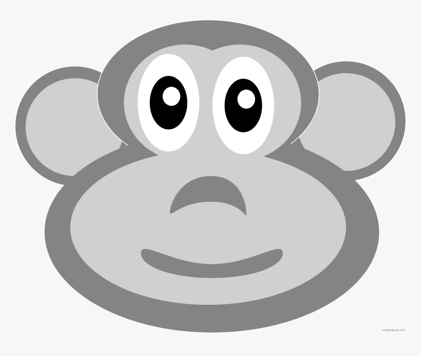 Monkey Head Animal Free Black White Clipart Images - Cartoon, HD Png Download, Free Download