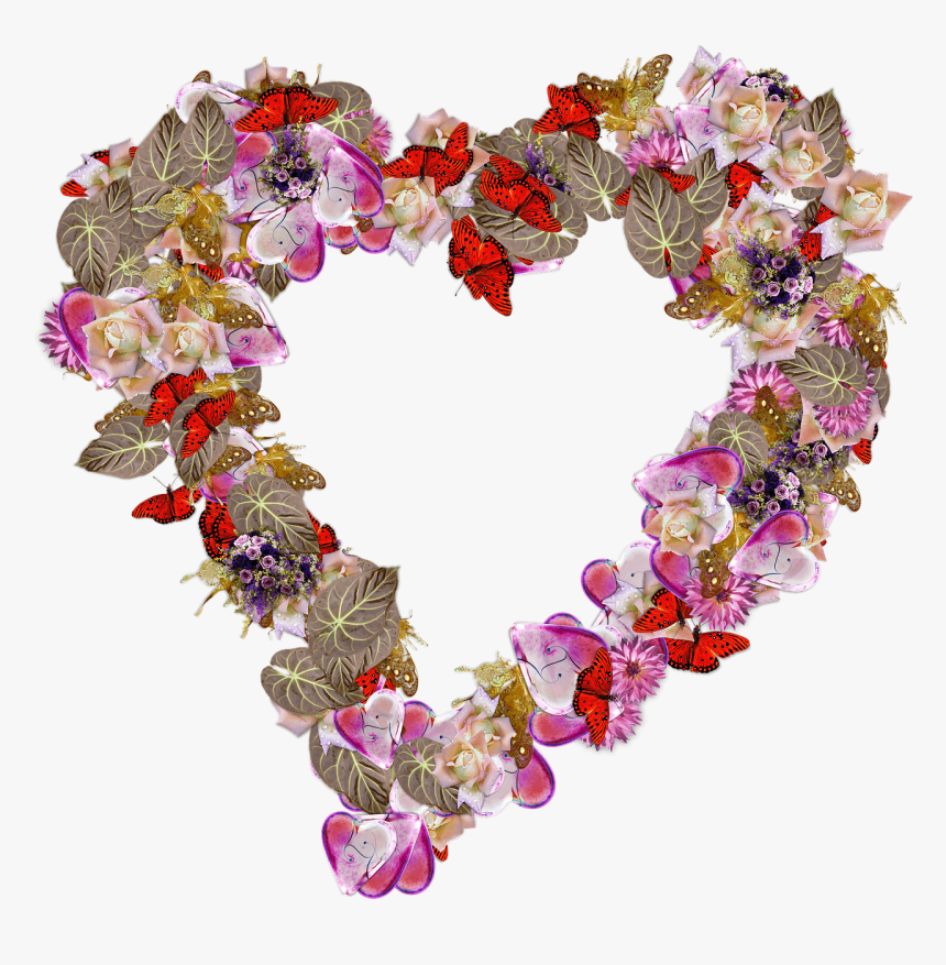 Corazón, Flores, Png, Amor, San Valentín, Color De - Transparent Heart Flowers, Png Download, Free Download