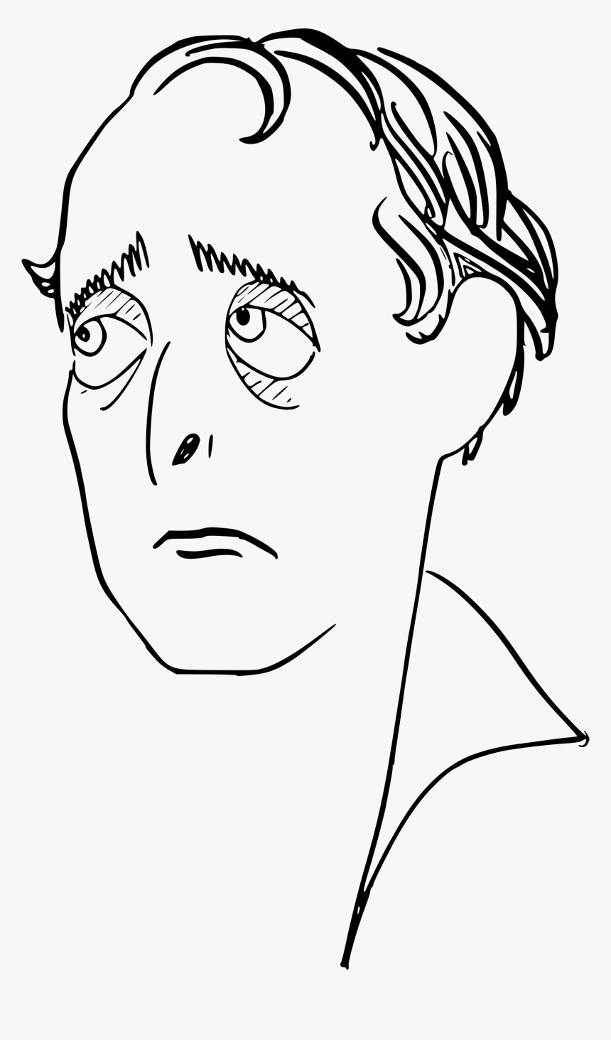 Sad Man"s Face Clip Arts - Line Drawing Of Man, HD Png ...