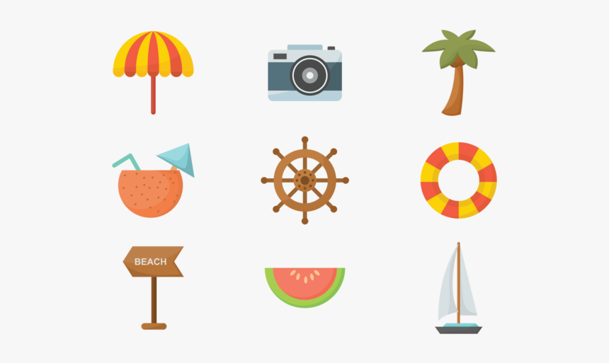 Playa Flat Icons Vector - Vectores Playa Png, Transparent Png, Free Download