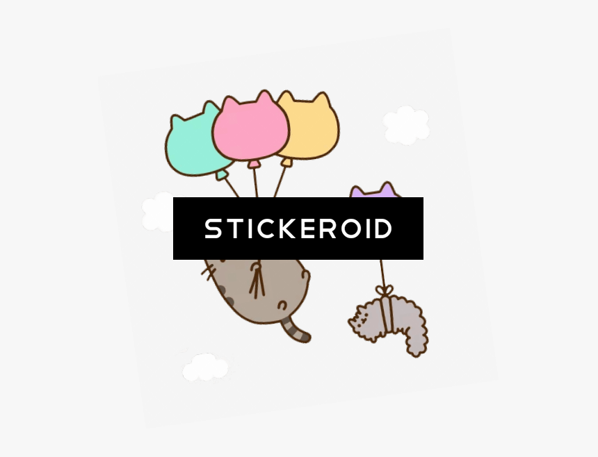 Happy Birthday Pusheen The Cat With Balloons , Png - Tegninger Af Kawaii Katte, Transparent Png, Free Download