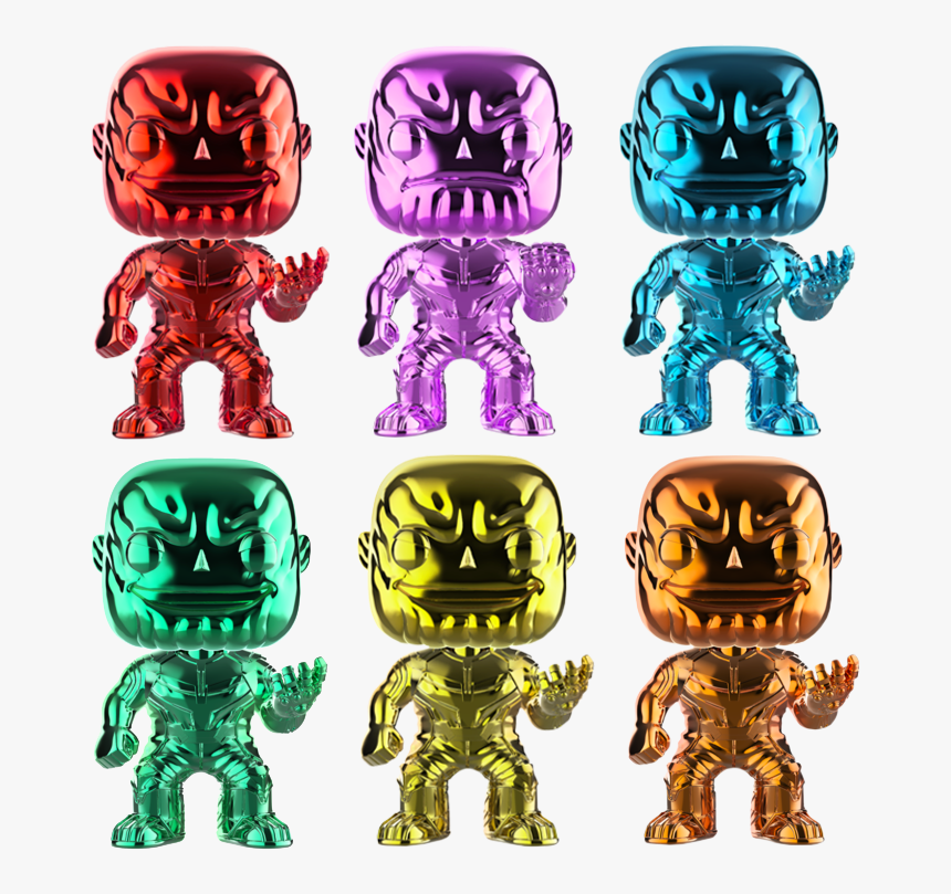 Funko Pop Vinyl Avengers Infinity War Thanos X6 Chrome - Chrome Thanos Funko Pop, HD Png Download, Free Download