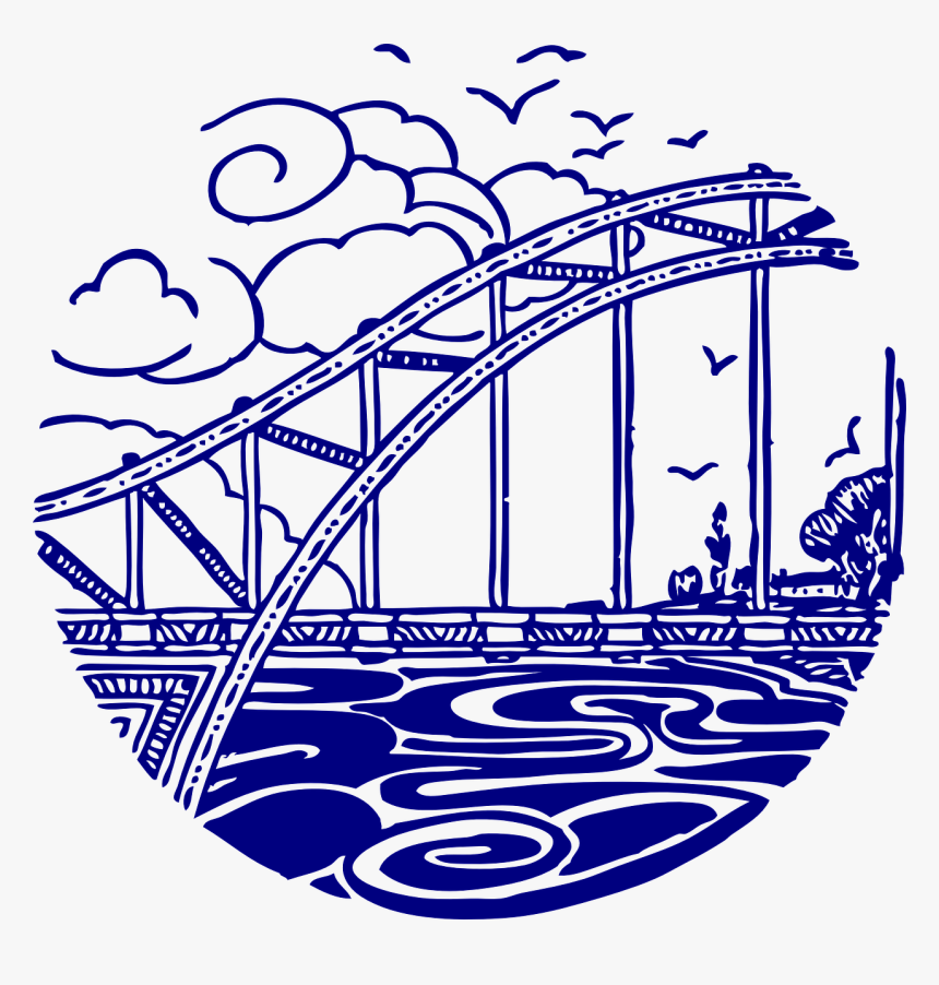 Blue Bridge Svg Clip Arts - Blue Water Bridge Clipart, HD Png Download, Free Download