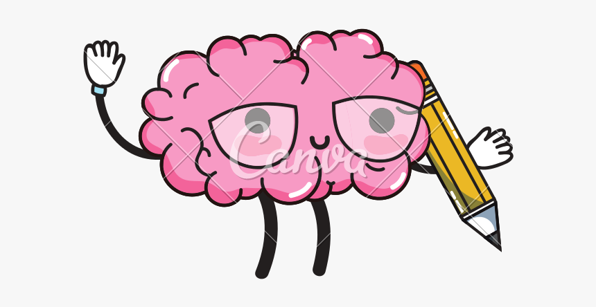 Kawaii Happy Brain With - Cartoon Cute Brain Drawing, HD Png Download, Free Download