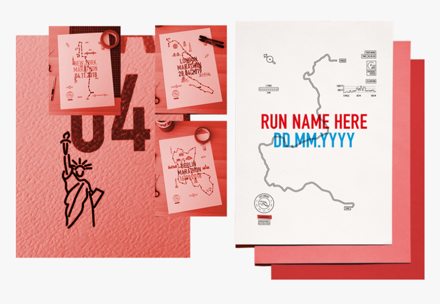 Racetrace Prints Personalised Running Map Home - Paper, HD Png Download, Free Download