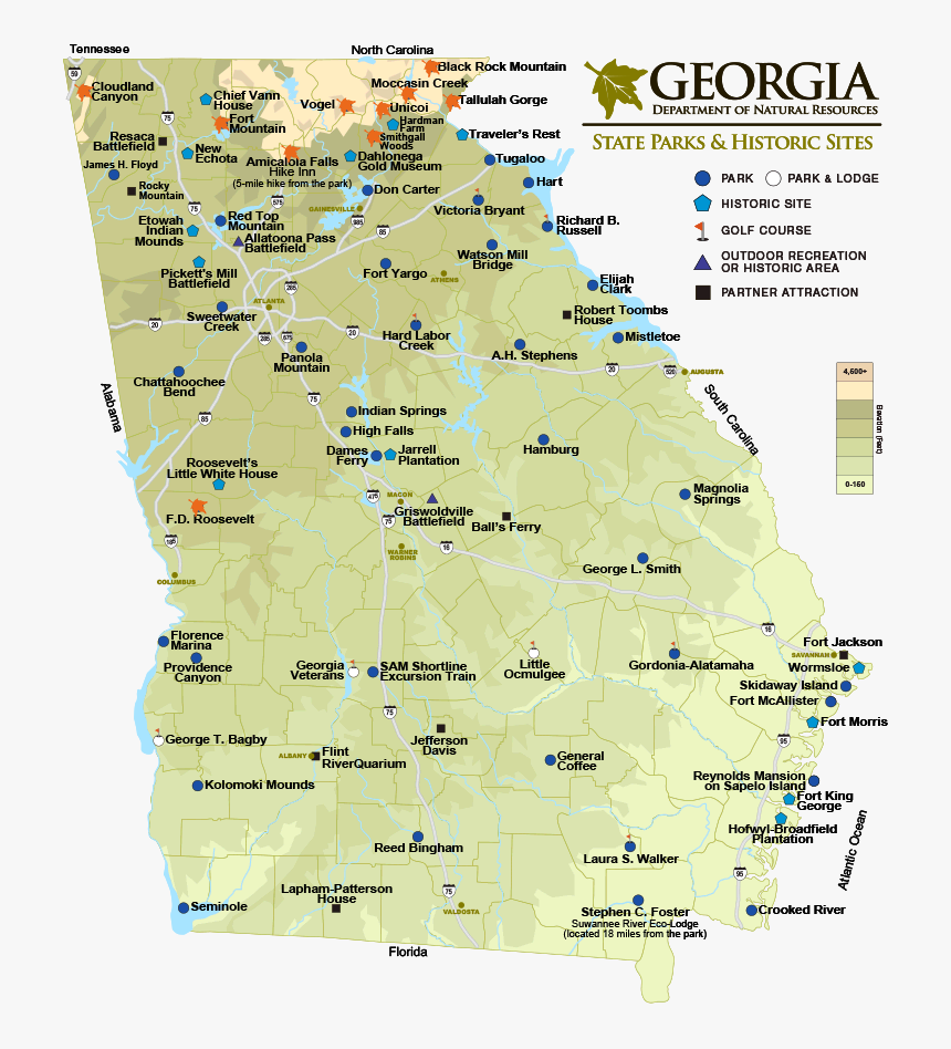 Map Of Georgia State Parks & Historic Sites - Georgia State Parks Map ...