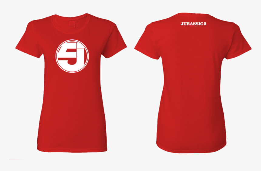 J5 Womens Tshirt Mockups Red White - Jurassic 5, HD Png Download, Free Download