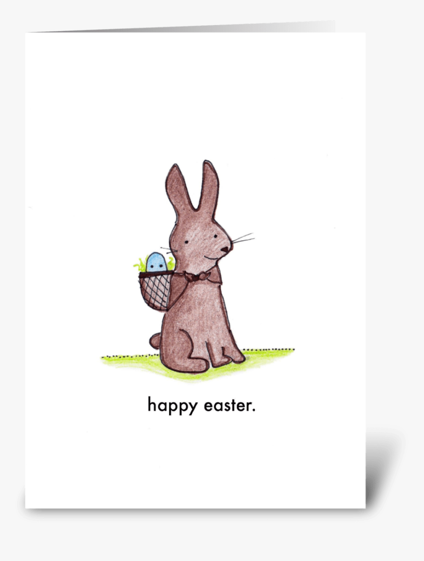 Happy Easter Bunny And Egg Greeting Card - Cartoon, HD Png Download, Free Download