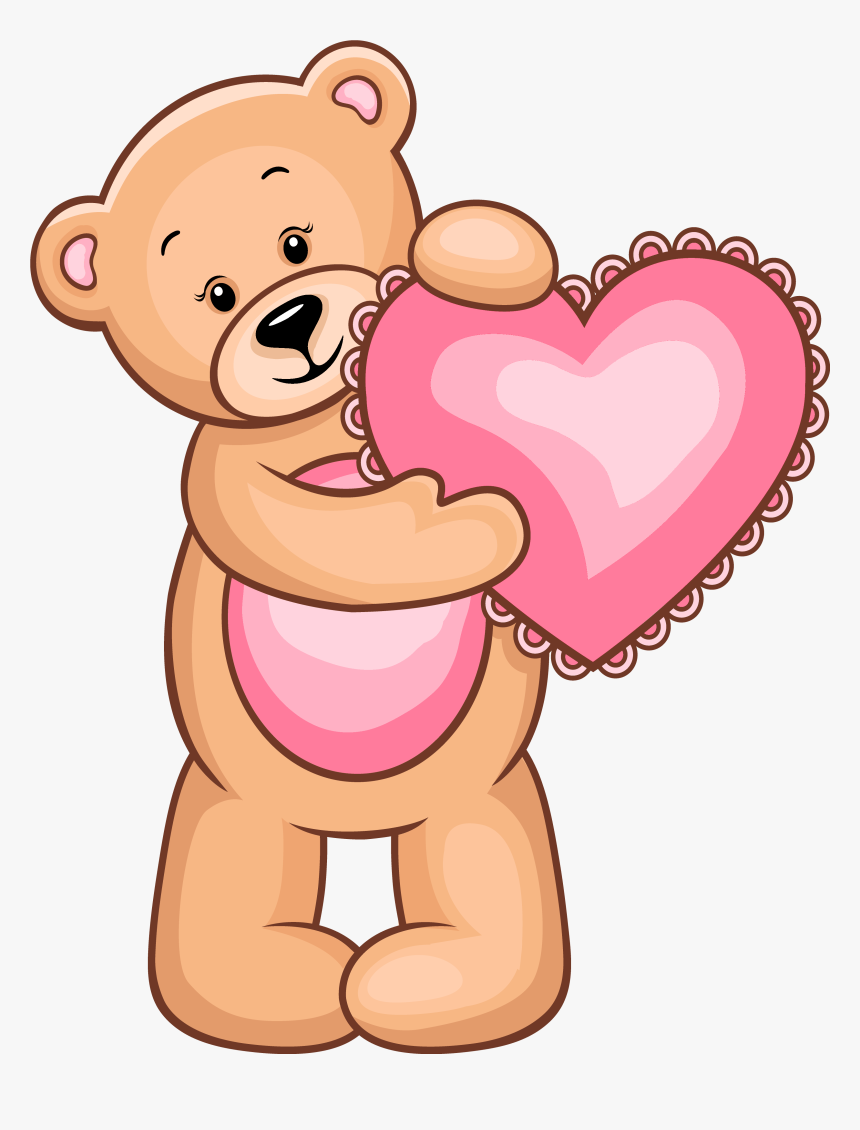Transparent Teddy Bear With Pink Heart Png Clipartu200b - Valentine Bear Clip Art, Png Download, Free Download
