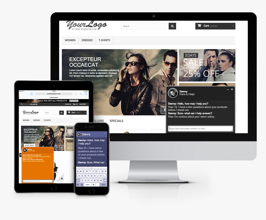 Lucky Orange Chat Interface Displayed On Multiple Devices - Module Top Banner Prestashop 1.7, HD Png Download, Free Download