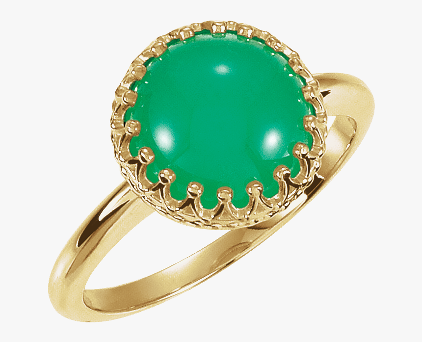 Chrysoprase 14k Yellow Gold Crown Ring - Pre-engagement Ring, HD Png Download, Free Download