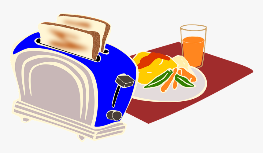 Breakfast, Toaster, Bread, Omelette, Kitchen - Breakfast Illustration Png, Transparent Png, Free Download