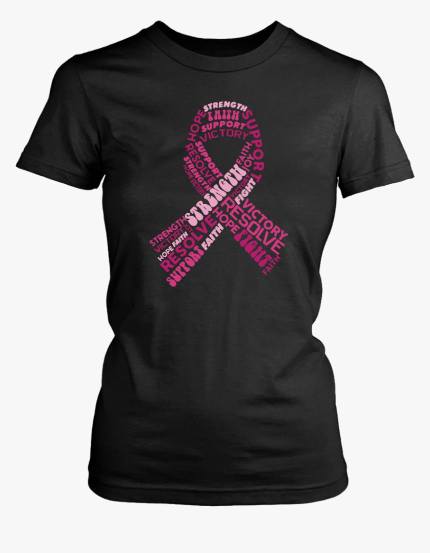 Strength Faith Support Victory Pink Ribbon Breast Cancer - Personalized Anniversary T Shirt, HD Png Download, Free Download