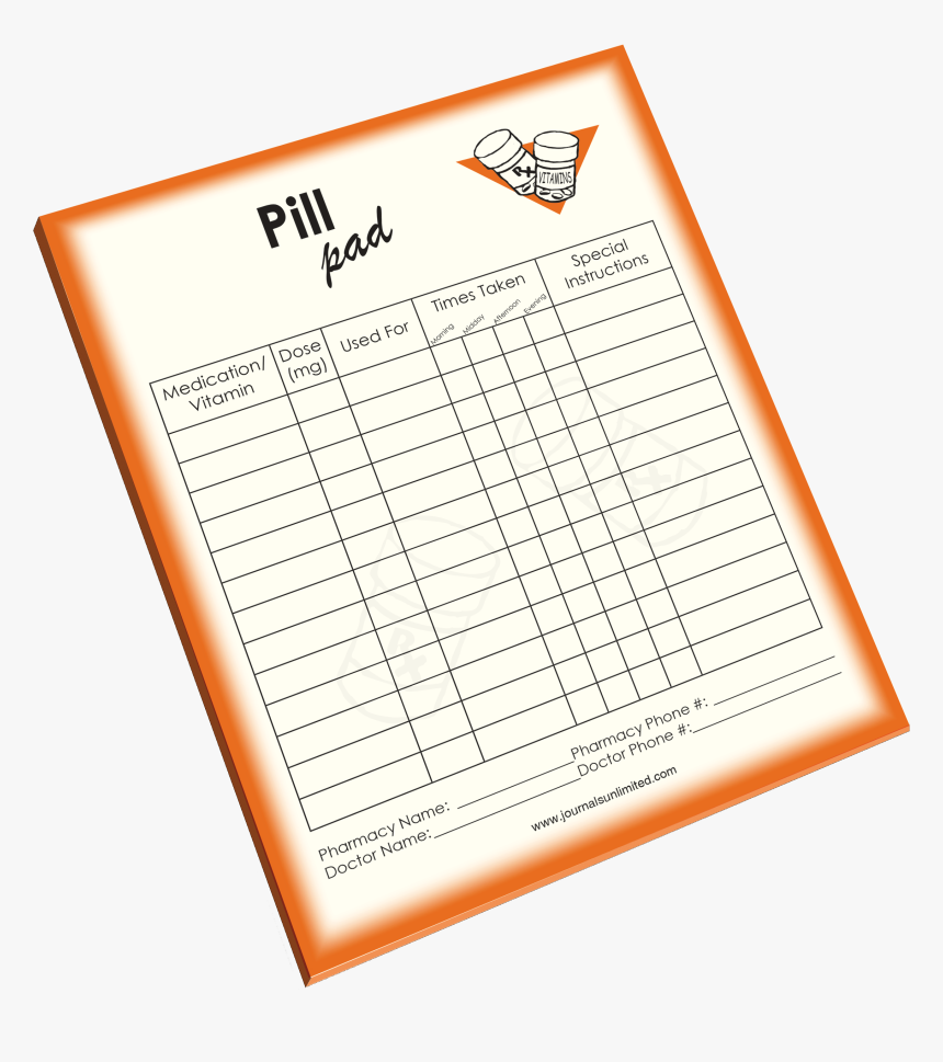 Pill Notepad - Medication Reminder Book, HD Png Download, Free Download