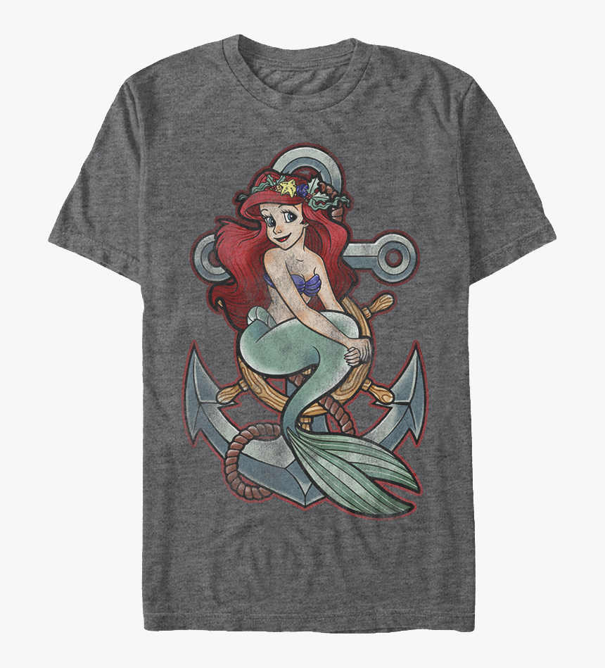 Anchor Little Mermaid T-shirt - Disney Princess Shirt Mens, HD Png ...