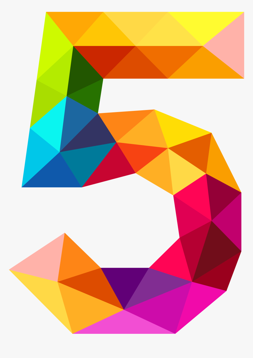 Colourful Triangles Number Five Png Clipart Image - Colourful Triangles Number Five Png, Transparent Png, Free Download